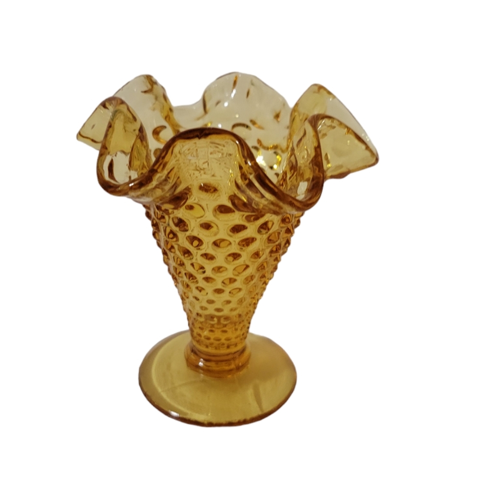 Fenton Hobnail Ruffled Edge Mini Vase